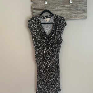 Michael Kors Speckled Brown and White Midi Dress